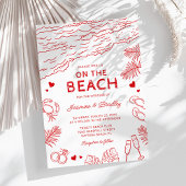 Whimsical Doodle Beach bruiloft Kaart