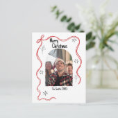 Whimsical Doodle Christmas Kaart met foto (Staand voorkant)