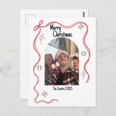 Whimsical Doodle Christmas Kaart met foto (Voorkant / Achterkant)