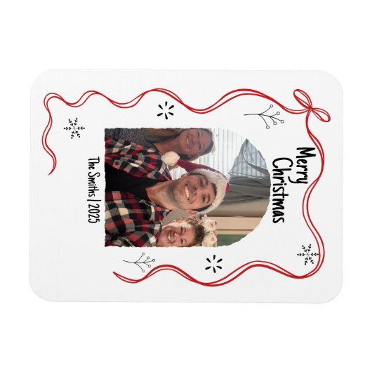 Whimsical Doodle Christmas Kaart met foto Magneet (Horizontaal)