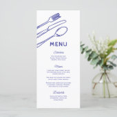 Whimsical Doodle Cutlery Wedding Menu (Staand voorkant)