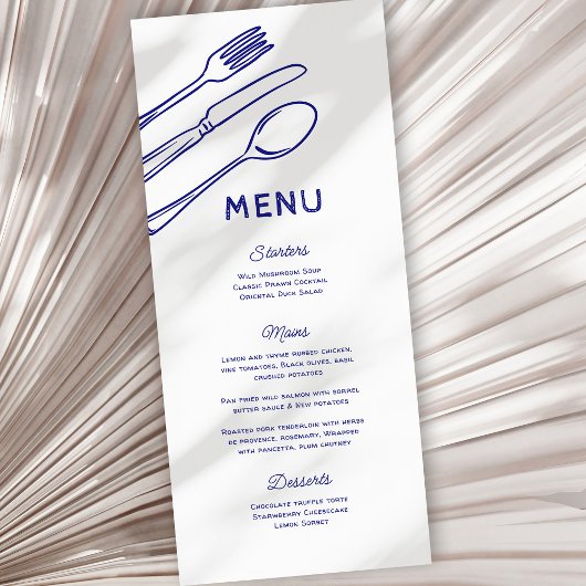 Whimsical Doodle Cutlery Wedding Menu