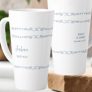 Whimsical Doodle Frans Blauw Huwelijksfeest Latte Mok