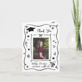 Whimsical Doodle Graduation Photo Frame Bedankkaart (Voorkant)