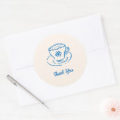 Whimsical Doodle Hand getrokken Tea Cup Bedankt Ronde Sticker (Envelop)