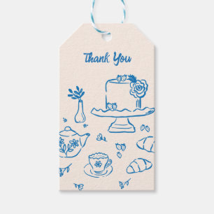 Whimsical Doodle Hand getrokken thee pictogrammen Cadeaulabel
