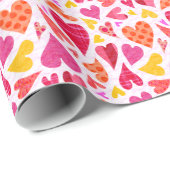 Whimsical Doodle Hearts met Patronen en Textuur Cadeaupapier (Rol Hoek)