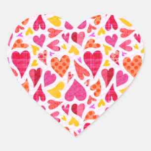 Whimsical Doodle Hearts met Patronen en Textuur Hart Sticker