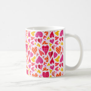 Whimsical Doodle Hearts met Patronen en Textuur Koffiemok
