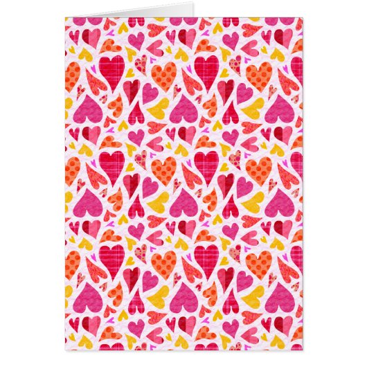Whimsical Doodle Hearts Motif Valentine's Card (Devant)