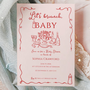Whimsical Doodle Laten we Brunchen Baby Shower Kaart