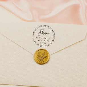 Whimsical Doodle Lijst Script Naam Return Adres Zelfinktende Stempel