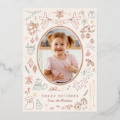 Whimsical Doodle moderne Noël Photo de vacances (Recto)