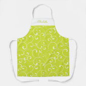 Whimsical Doodle Patroon op Lime Green met Naam Schort (Voorkant)