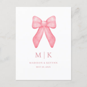 Whimsical Doodle Pink Bow Bruiloft Briefkaart