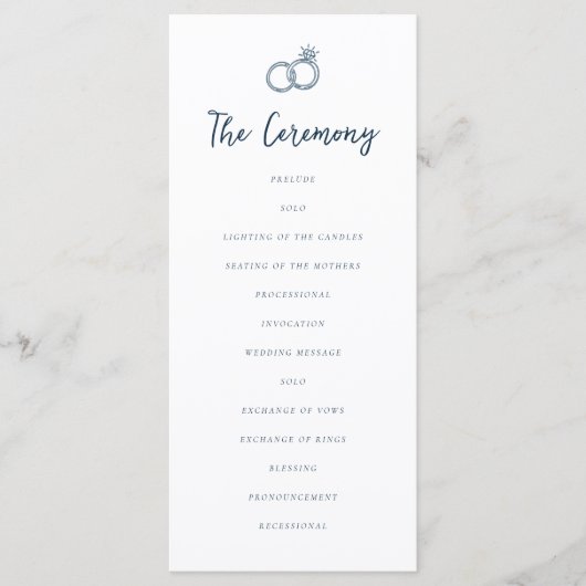 Whimsical Doodle Retro Light Blue Wedding Programma (Voorkant)