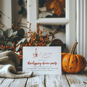 Whimsical Doodle Thanksgiving Dinerfeest Kaart