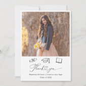 Whimsical Doodle Two Foto Afstuderen Bedankkaart (Voorkant)