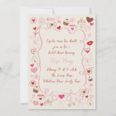 Whimsical Doodle Valentijns Vrijgezellenfeest Kaart (Voorkant)