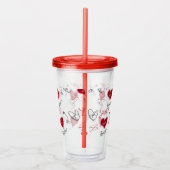 Whimsical Doodles Hand Drawn Valentines Day  Acryl Drinkbeker (Rechts)