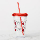 Whimsical Doodles Hand Drawn Valentines Day  Acryl Drinkbeker (Links)
