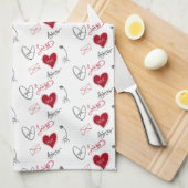 Whimsical Doodles Hand Drawn Valentines Day Theedoek (Quarter Fold)