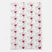 Whimsical Doodles Hand Drawn Valentines Day Theedoek (Verticaal)