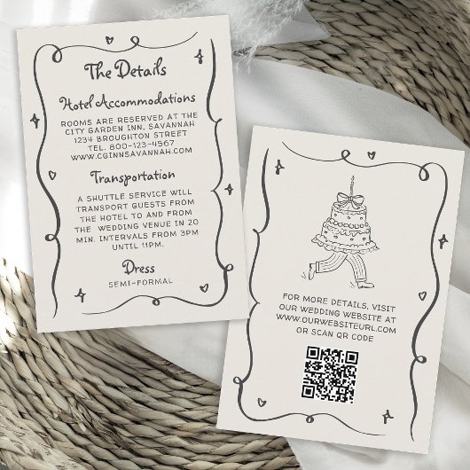 Whimsical Doodles Hand Drawn Wavy Frame Wedding Servet