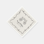 Whimsical Doodles Hand Drawn Wavy Frame Wedding Servet (Hoek)