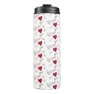 Whimsical Doodles Hand Getekende Valentijnsdag  Thermosbeker