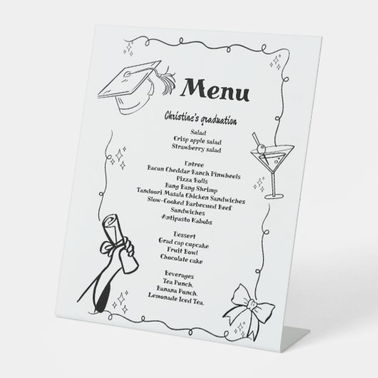 Whimsical Doodles stijl Hand getrokken Afstuderen Reclamebord Met Voetstuk (Voorkant)