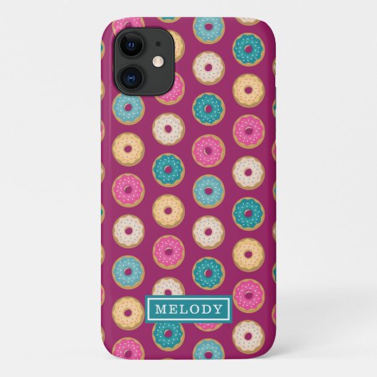 Whimsical Doughnut Pattern op Paars Case-Mate iPhone Case (Achterkant)