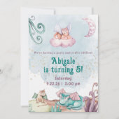 Whimsical Dragon Animal Birthday Invitation Kaart (Voorkant)