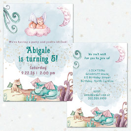 Whimsical Dragon Animal Birthday Invitation Kaart