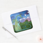 Whimsical Dragon Art Sticker Blowing Bubbles (Envelop)