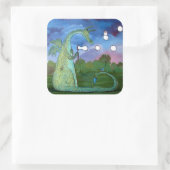 Whimsical Dragon Art Sticker Blowing Bubbles (Tas)