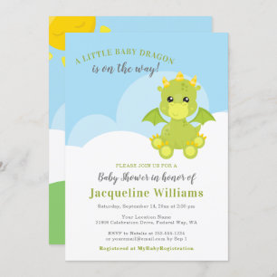 Whimsical Dragon Baby Shower Kaart