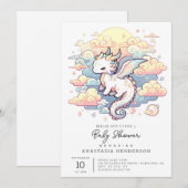 Whimsical Dragon Baby shower Kaart (Voorkant / Achterkant)