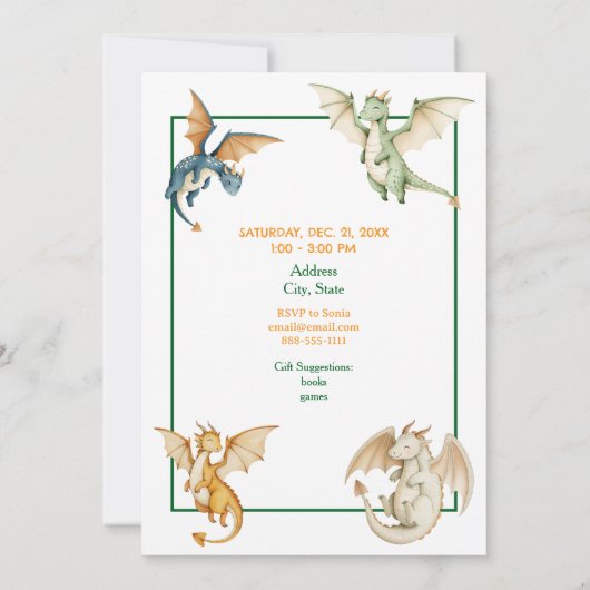 Whimsical Dragon Birthday  Invitation (Dos)