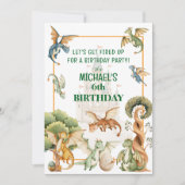 Whimsical Dragon Birthday  Invitation Kaart (Voorkant)