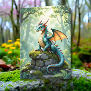 Whimsical Dragon kleurplaat en verjaardag Kaart