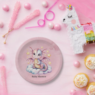 Whimsical Dragon op een cloud Baby shower Papieren Bordje