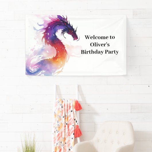 Whimsical Dragon Tale Verjaardagsbanner Spandoek (Insitu)
