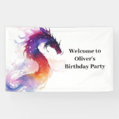 Whimsical Dragon Tale Verjaardagsbanner Spandoek (Horizontaal)