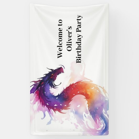 Whimsical Dragon Tale Verjaardagsbanner Spandoek (Verticaal)