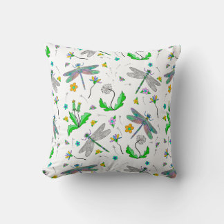 Whimsical Dragonflies en Dandelions Hand Drawn Kussen