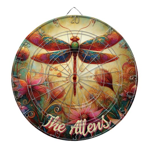 Whimsical Dragonfly Floral Abstract gepersonalisee Dartbord (Voorkant)