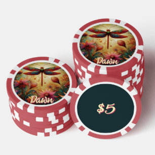 Whimsical Dragonfly Floral Abstract gepersonalisee Poker Chips