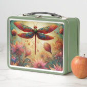 Whimsical Dragonfly Floral Abstracte Kunst Blauwgr (In situ)