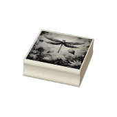 Whimsical Dragonfly Floral Abstracte Kunst Blauwgr Rubberstempel (Stempel)